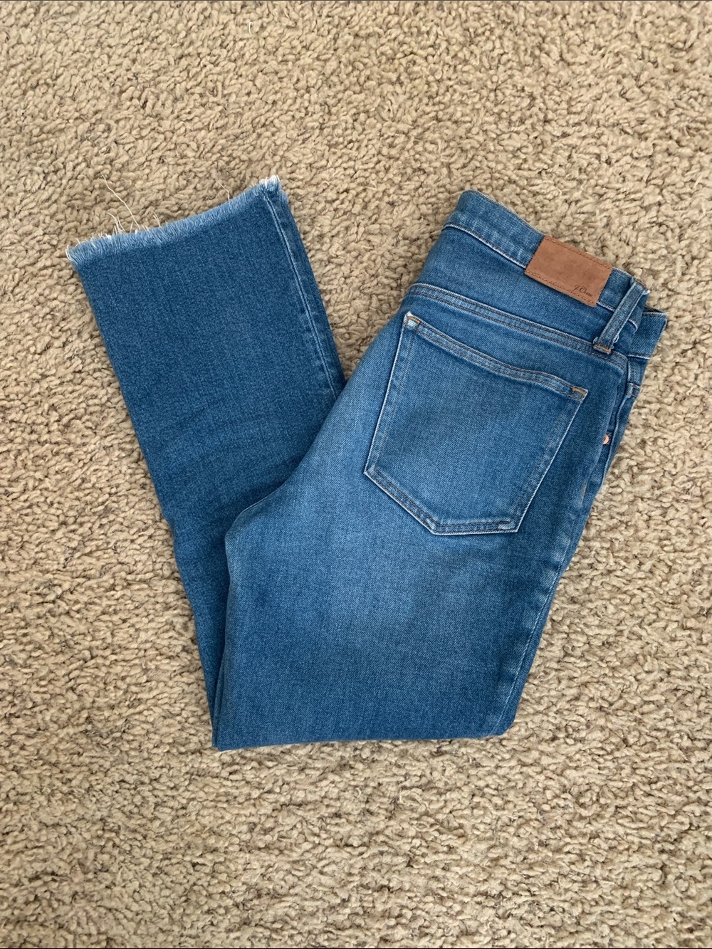 J.Crew 9 Inch Billie Demi Boot Crop Jeans Medium Wash Raw Hem 27